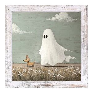 Ghost Walking Dog Halloween Wall Art
